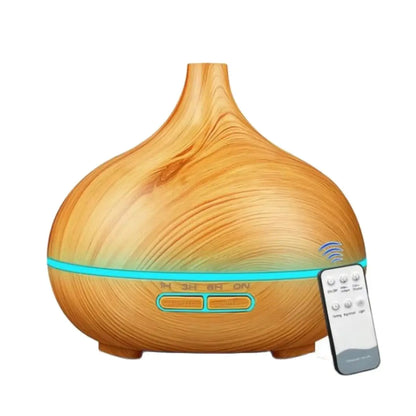 Air Humidifier Aromatherapy Essential Oil Diffuser Wood Grain 500Ml Ultrasonic Remote Control 7 Color Lights for Home Bedroom ﻿