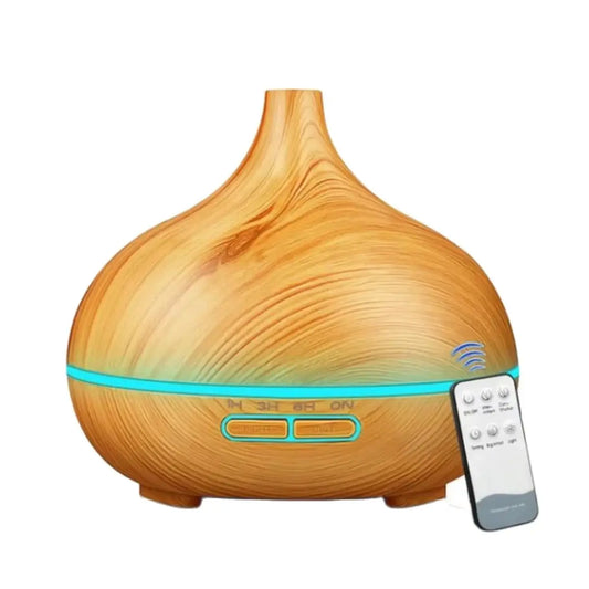 Air Humidifier Aromatherapy Essential Oil Diffuser Wood Grain 500Ml Ultrasonic Remote Control 7 Color Lights for Home Bedroom ﻿